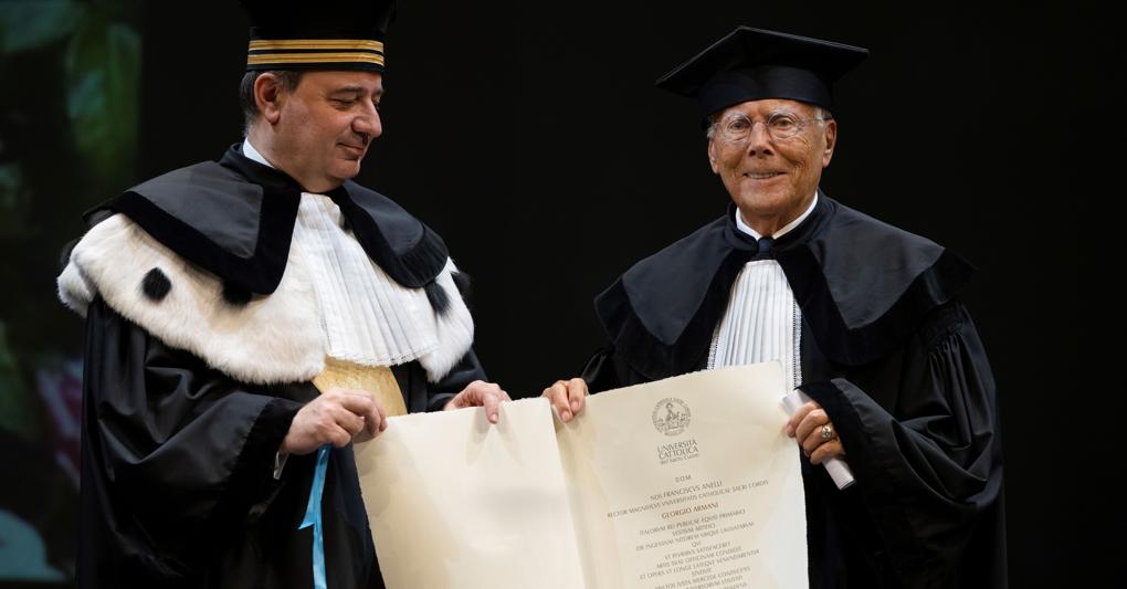 Laurea honoris causa a Giorgio Armani dalla Cattolica di Piacenza
